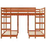 Struttura letto a castello triplo Cera marrone 140 x 200 cm