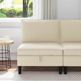 Divano Medio con Storage Crema Velluto