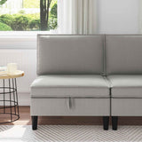 Divano Medio con Storage Grigio chiaro Velluto