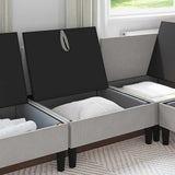 Divano Medio con Storage Grigio chiaro Velluto