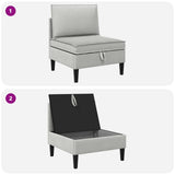 Divano Medio con Storage Grigio chiaro Velluto