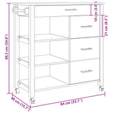 Carrello da Cucina MONZA Nero 84 x 40 x 88,5 cm