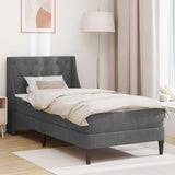 Struttura letto con materasso Grigio scuro 90 x 190 cm Velluto