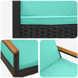 Panchina da esterno Nero e Turchese 107 x 61 x 80 cm polyrattan