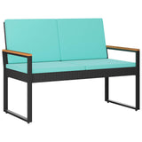 Panchina da esterno Nero e Turchese 107 x 61 x 80 cm polyrattan