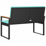 Panchina da esterno Nero e Turchese 107 x 61 x 80 cm polyrattan