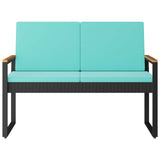 Panchina da esterno Nero e Turchese 107 x 61 x 80 cm polyrattan
