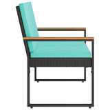Panchina da esterno Nero e Turchese 107 x 61 x 80 cm polyrattan