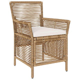 Sedia da esterno con cuscino 2 pcs Beige e Crema polyrattan