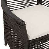 Sedia da esterno con cuscino 4 pcs Nero e Crema polyrattan