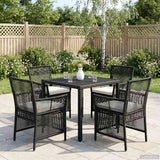 Sedia da esterno con cuscino 4 pcs Nero e Crema polyrattan