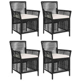 Sedia da esterno con cuscino 4 pcs Nero e Crema polyrattan