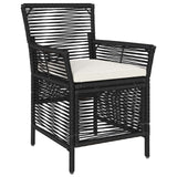 Sedia da esterno con cuscino 4 pcs Nero e Crema polyrattan
