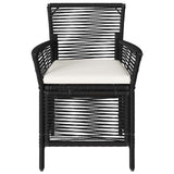 Sedia da esterno con cuscino 4 pcs Nero e Crema polyrattan