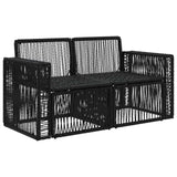 Divano da giardino 2-Numero di posti Nero polyrattan