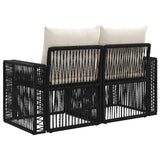 Divano da giardino 2-Numero di posti Nero polyrattan