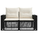 Divano da giardino 2-Numero di posti Nero polyrattan