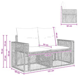 Divano da giardino 2-Numero di posti Nero polyrattan