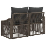 Divano da giardino 2-Numero di posti Grigio polyrattan