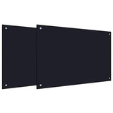 Schienale da cucina 2 pcs Nero 90 x 60 cm vetro temperato