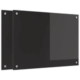 Schienale da cucina 2 pcs Nero 70 x 50 cm vetro temperato