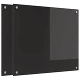 Schienale da cucina 2 pcs Nero 70 x 60 cm vetro temperato