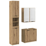 Set di Armadi da Bagno con lo scaffale 3 pcs Rovere artigianale