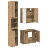 Set di Armadi da Bagno con lo scaffale 3 pcs Rovere artigianale