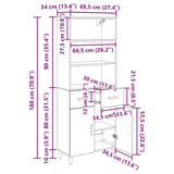 Credenza con cassetto Rovere artigianale 69,5 x 34 x 180 cm