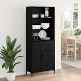 Credenza Rovere Nero 69,5 x 34 x 180 cm Legno truciolato