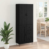 Credenza 2 pcs Rovere Nero Legno ingegnerizzato e vetro