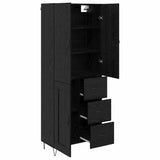Credenza 2 pcs Rovere Nero Legno ingegnerizzato e vetro
