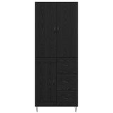 Credenza 2 pcs Rovere Nero Legno ingegnerizzato e vetro