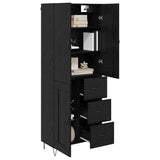 Credenza 2 pcs Rovere Nero Legno ingegnerizzato e vetro