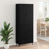 Credenza 2 pcs Rovere nero Legno Stratificato e Vetro