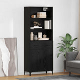 Credenza Rovere Nero 69,5 x 34 x 180 cm Legno truciolato