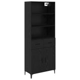 Credenza Rovere Nero 69,5 x 34 x 180 cm Legno truciolato
