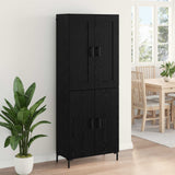Credenza 2 pcs Rovere Nero Legno truciolato