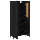 Credenza 2 pcs Rovere Nero Legno truciolato