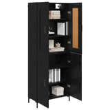 Credenza 2 pcs Rovere Nero Legno truciolato