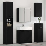 Set di Armadi da Bagno 3 pcs Rovere Nero Legno truciolato