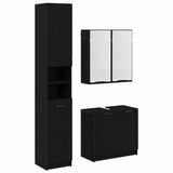 Set di Armadi da Bagno 3 pcs Rovere Nero Legno truciolato