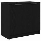 Set di Armadi da Bagno 3 pcs Rovere Nero Legno truciolato