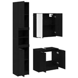 Set di Armadi da Bagno 3 pcs Rovere Nero Legno truciolato