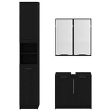 Set di Armadi da Bagno 3 pcs Rovere Nero Legno truciolato