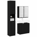 Set di Armadi da Bagno 3 pcs Rovere Nero Legno truciolato