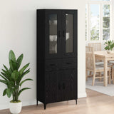 Credenza Rovere Nero 69,5 x 34 x 180 cm Legno truciolato