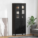 Credenza 2 pcs Rovere Nero Legno Stratificato e Vetro