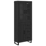 Credenza 2 pcs Rovere Nero Legno Stratificato e Vetro
