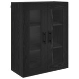 Credenza 2 pcs Rovere Nero Legno Stratificato e Vetro